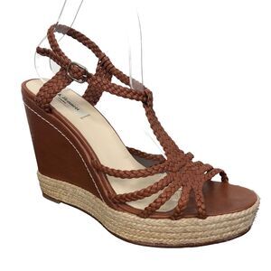 L.K. Bennett Aquina Woven Leather Espadrille Wedge Womens 41 Strappy Sandal